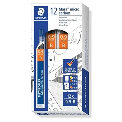 Afbeelding van Staedtler Set van 12 250 09 B vullingen voor vulpotlood, zwart