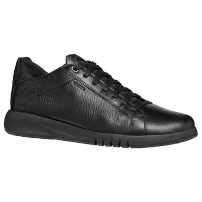 Afbeelding van Geox Aerantis Sportieve veterschoenen, Heren, Maat: 45, Black Leer en textiel