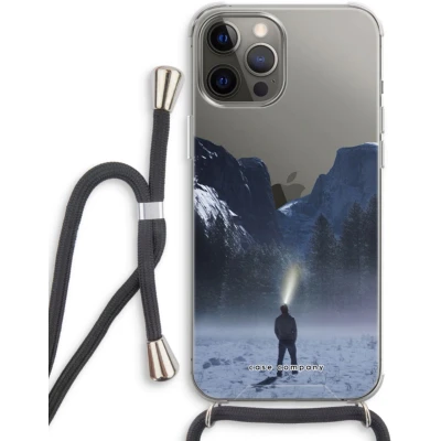 Afbeelding van Case Company® hoesje met Koord geschikt voor iPhone 12 Pro Wanderlust Telefoonhoesje Zwart Extra Bescherming aan alle Kanten en Over de Schermrand