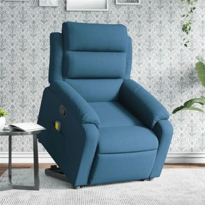 Afbeelding van Sta op massagestoel verstelbaar fluweel blauw