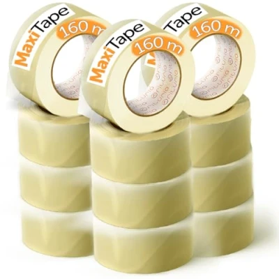 Afbeelding van OFITURIA Transparante verpakkingstape voor het verpakken van kartonnen verzenddozen, bruiloft, veilig verpakkingsproduct (48 mm x 160 m, transparant, 12 rollen)