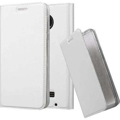 Afbeelding van Cadorabo Hoesje geschikt voor Motorola MOTO Z PLAY in CLASSY ZILVER Beschermhoes met magnetische sluiting, standfunctie en kaartvakje Book Case Cover Etui