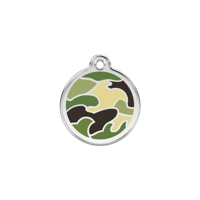 Afbeelding van Camouflage Green roestvrijstalen hondenpenning small/klein dia. 2 cm RedDingo