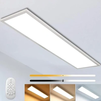 Afbeelding van Dimbare led plafondlamp, paneel, 120 x 30 cm, met afstandsbediening, 40 W, super plafondpaneellamp sterk lichtvermogen, 2700 K 6500 K, warmwit, koudwit, lamp voor kantoor, werkplaats, woonkamer