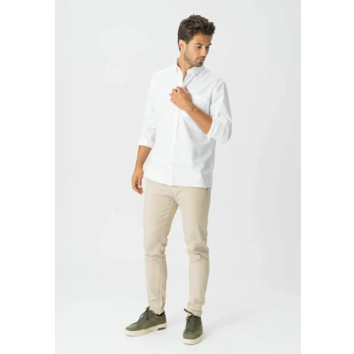 Afbeelding van TeeShoppen Herren Kleding Overhemden Lange mouw Wit S