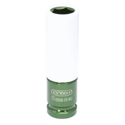 Afbeelding van KS Tools, Dopsleutel + dopmoer, 1/2&quot; aluminium randstopcontact lang (15 mm)