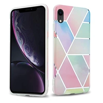 Afbeelding van Cadorabo Hoesje geschikt voor Apple iPhone XR in Regenboog Marmer No. 11 Beschermhoes gemaakt van TPU siliconen Case Cover met mozaïek motief