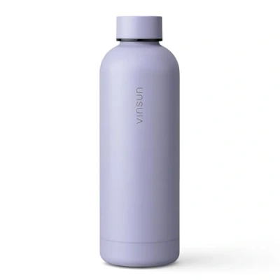 Afbeelding van Vinsun Drinkfles van roestvrij staal, paars, 500 ml, dubbelwandig, geïsoleerd, lekvrij, geschikt voor koolzuurhoudende dranken, BPA vrij, lichte thermosfles koude en warme dranken