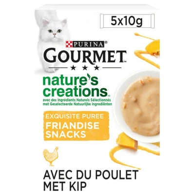 Afbeelding van Gourmet Nature&#039;s Creations Exquisite Puree Kattensnack Kip Pompoen 5x10 g