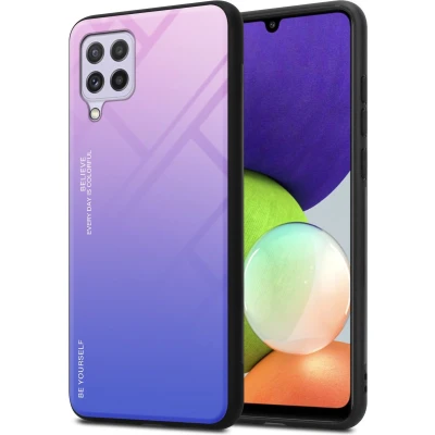 Afbeelding van Cadorabo Hoesje geschikt voor Samsung Galaxy A22 4G / M22 M32 in ROZE BLAUW Tweekleurige beschermhoes van TPU silicone Case Cover en achterzijde gehard glas