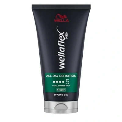 Afbeelding van Wellaflex Men All Day Definition Styling Gel Ultra Strong Veganistische haargel Dermatologisch getest en siliconenvrij 150 ml