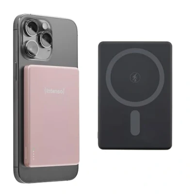 Afbeelding van (Intenso) MW5000 Powerbank 5.000 mAh Li Po geschikt voor MagSafe Draadloos &amp; USB C 20W PowerDelivery roze