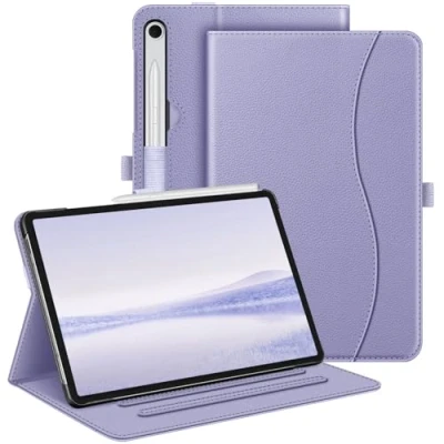 Afbeelding van Fintie Samsung Galaxy Tab S9 FE 5G 10,9 inch / 11 2023 hoes, multi hoek beschermhoes met zak, automatische slaap/wake, lila paars