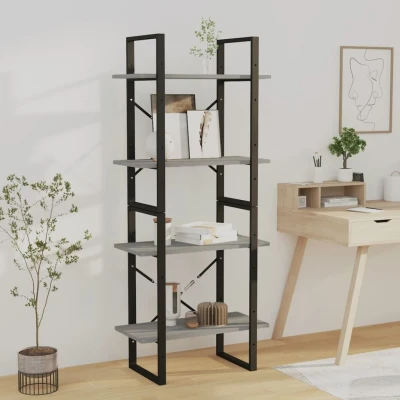 Afbeelding van Boekenkast 60x30x140 cm bewerkt hout grijs sonoma eikenkleurig