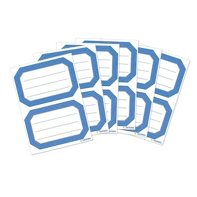 Image de 12 étiquettes scolaires 8,2x5,5cm Herma bords bleus