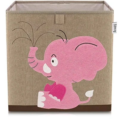 Afbeelding van Roze olifant&quot; stoffen opbergbox voor kinderen, compatibel met Ikea Kallax Lifeney