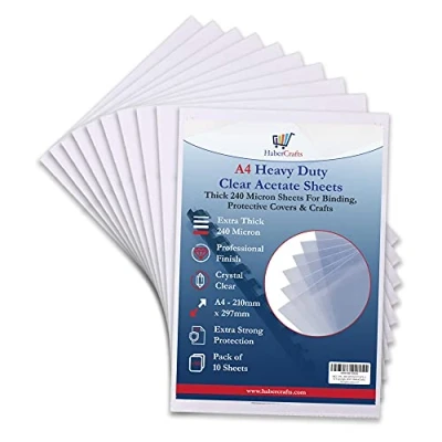 Afbeelding van Acetaatvellen Clear Heavy Duty Acetaat Sheet 240 Micron Extra Dikke Plastic PVC Platen Transparante Cover voor Beschermende Binding Covers Etsen Stencils Ambachten (A4 10 Vellen)