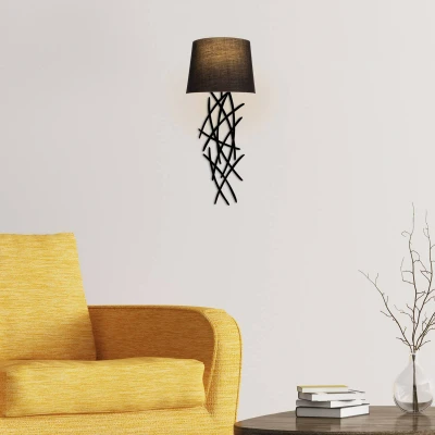 Afbeelding van Wandlamp Asaf 6984 met zwarte stoffen kap
