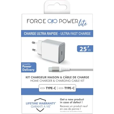 Afbeelding van BIGBEN Connected Force Power Lite Stroomadapterset (netadapter, USB C kabel) Fast Charge wit