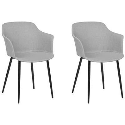 Afbeelding van Beliani ELIM Eetkamerstoel set van 2 Lichtgrijs Polyester