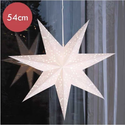 Afbeelding van Papieren witte kerstster met E14 fitting 54 cm