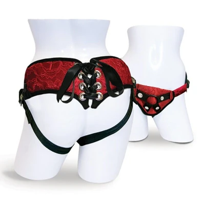 Afbeelding van Sportsheets Rood Kant Korset Strap On GRATIS TOY bij iedere bestelling v.a. 40,