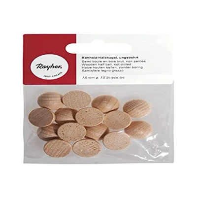Afbeelding van Rayher 15 stuks beukenhouten halve ballen, zonder boren, diameter mm, voor knutselen en schilderen 6254400