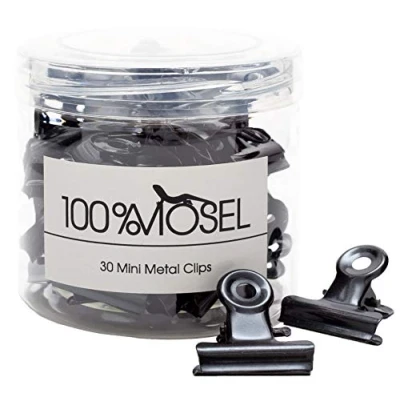 Afbeelding van Mini metalen klemmen, 20 mm, 30 stuks, papierclips, bulldog voor kantoor en thuis, zwart