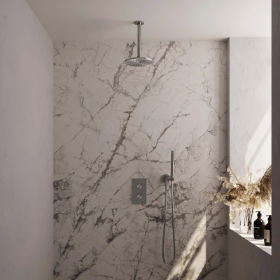Afbeelding van Brauer Brushed Edition Regendoucheset inbouw hoofddouche 20 cm 2 functies inclusief inbouwdeel handdouche Staaf 1 standen RVS geborsteld