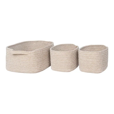 Afbeelding van Teixo Basket Basket, cotton, beige, set of 3