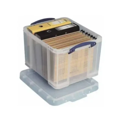 Afbeelding van Really Useful Box opbergdoos 35 liter XL, transparant, voor het opbergen van medium LP&#039;s