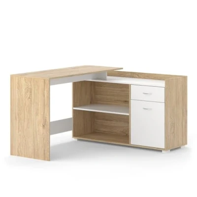 Afbeelding van Vicco Bureau Noira, Wit/Sonoma, 135 x 77 cm met lade