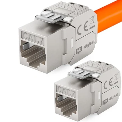 Afbeelding van hb digital 2 x Cat 7 Keystone Module LSA Jack Vrouwelijk 1000 MHz 10 Gbits Optimaal voor 5e/6/6a/7 STP Connector Netwerkkabel Inbouw Patchpaneel Installatiekabel