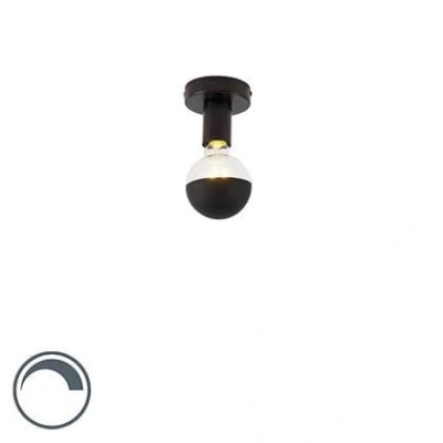Afbeelding van QAZQA facile Moderne LED Plafondlamp 1 lichts Ø 100 mm Zwart Woonkamer Slaapkamer Keuken