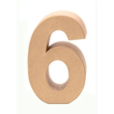 Afbeelding van GLOREX 6 2029 136 Papp Number 6, van bruin karton, ca. 17,5 x 5,5 cm groot, om te beschilderen en beplakken, voor servettechniek decopatch, ideaal als decoratie