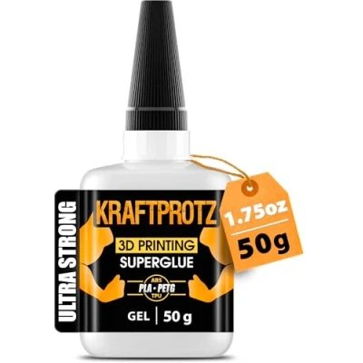 Afbeelding van 50 g 3D DRUCK secondelijm, extra sterk, inclusief anti uitdrogingspunt, KRAFTPROTZ, superdikke lijm, waterbestendig, PLA ABS PETG lijm en TPU