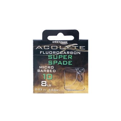 Afbeelding van Drennan Acolyte Super Spade Micro Barbed Hooks To Fluorocarbon 50cm Haak 12 0.21mm 7 LB