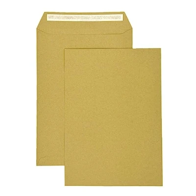 Afbeelding van PAKNOR® 50 stuks verzendenveloppen bruin DIN C4 229 x 324 mm 90 g zonder venster rechte klep zelfklevende sluiting grote letters A4