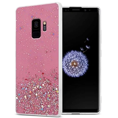 Afbeelding van Cadorabo Hoesje geschikt voor Samsung Galaxy S9 in Roze met Glitter Beschermhoes van flexibel TPU silicone fonkelende glitters Case Cover Etui