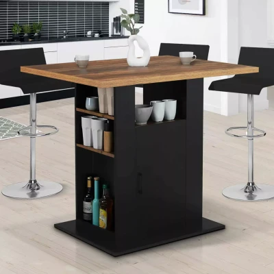 Afbeelding van Ilot central UGO 110 cm bois noir et effet foncé avec rangements