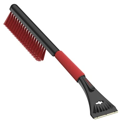 Afbeelding van AUPROTEC Sneeuwborstel + ijskrabber van messing, 2 in 1, met antislip handgreep, comfort, en voorruit, wintergereedschap ASE kleur zwart rood