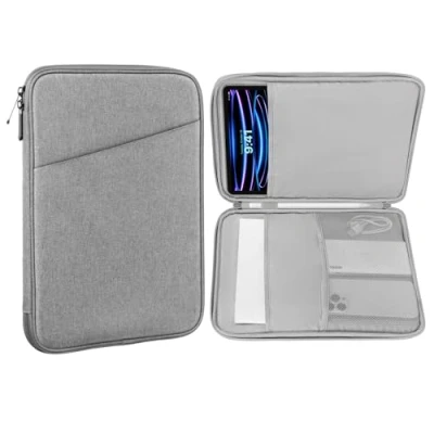 Afbeelding van MoKo 12,9 inch tablethoes, compatibel met 13 nieuwe iPad Pro M4 &amp; Air M2 2024, M2&amp;M1, Galaxy Tab S8+/S9+ 12,4 inch, waterdichte draagtas tas, lichtgrijs
