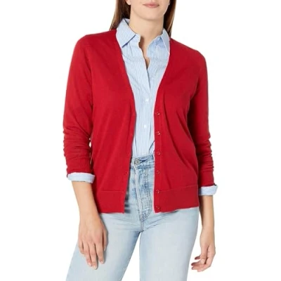 Image de Amazon Essentials Cardigan léger à col en V (grande taille disponible) Kvinnors, Rouge, M