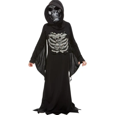 Afbeelding van SMIFFYS Zwart en grijs skelet reaper kostuum voor kinderen 146/158 (10 12 jaar) Kinderkostuums