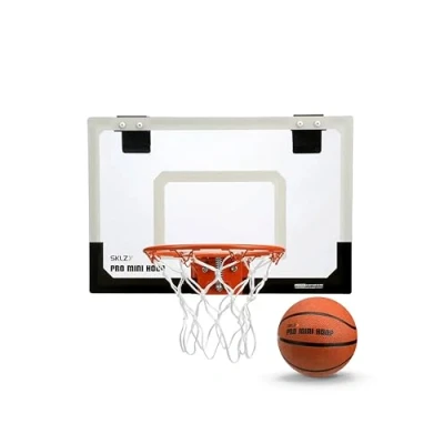 Afbeelding van SKLZ Pro Mini Hoop Indoor Basketbal Set Inclusief 13 cm en 23 &quot;Break Away&quot; Grade Ring met Stalen Veer Basketbalbord Schuim Gevoerde Kant op de Deur Basket