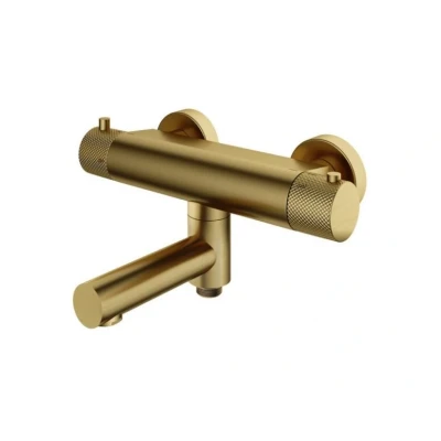 Afbeelding van HotBath Cobber X thermostatische badmengkraan Geborsteld messing pvd