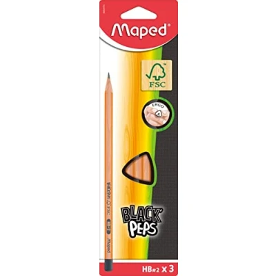 Afbeelding van Maped potlood Black&#039;Peps HB, blister van 3 stuks, zonder gum