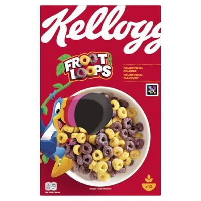 Afbeelding van Kellogg&#039;s Froot Loops Ontbijtgranen (1 x 375 g) kleurrijke tarwe, haver en maïsgranen met fruitsmaak zonder kunstmatige kleurstoffen of aroma&#039;s