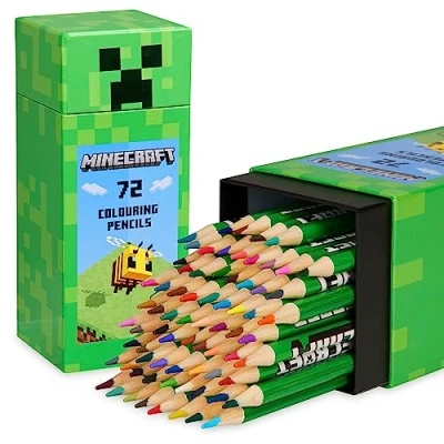 Afbeelding van Minecraft kleurpotloden voor kinderen, schilderen, set met 72 om te kleuren, cadeau idee jongens, meisjes, officiële accessoires, verschillende kleuren