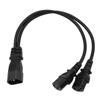 Afbeelding van HangTon UPS PDU Y voedingskabel IEC320 C14 stekker naar dubbele IEC 320 C13 vrouwelijke verlengkabel voor computerscherm 3 pins printer 40 cm